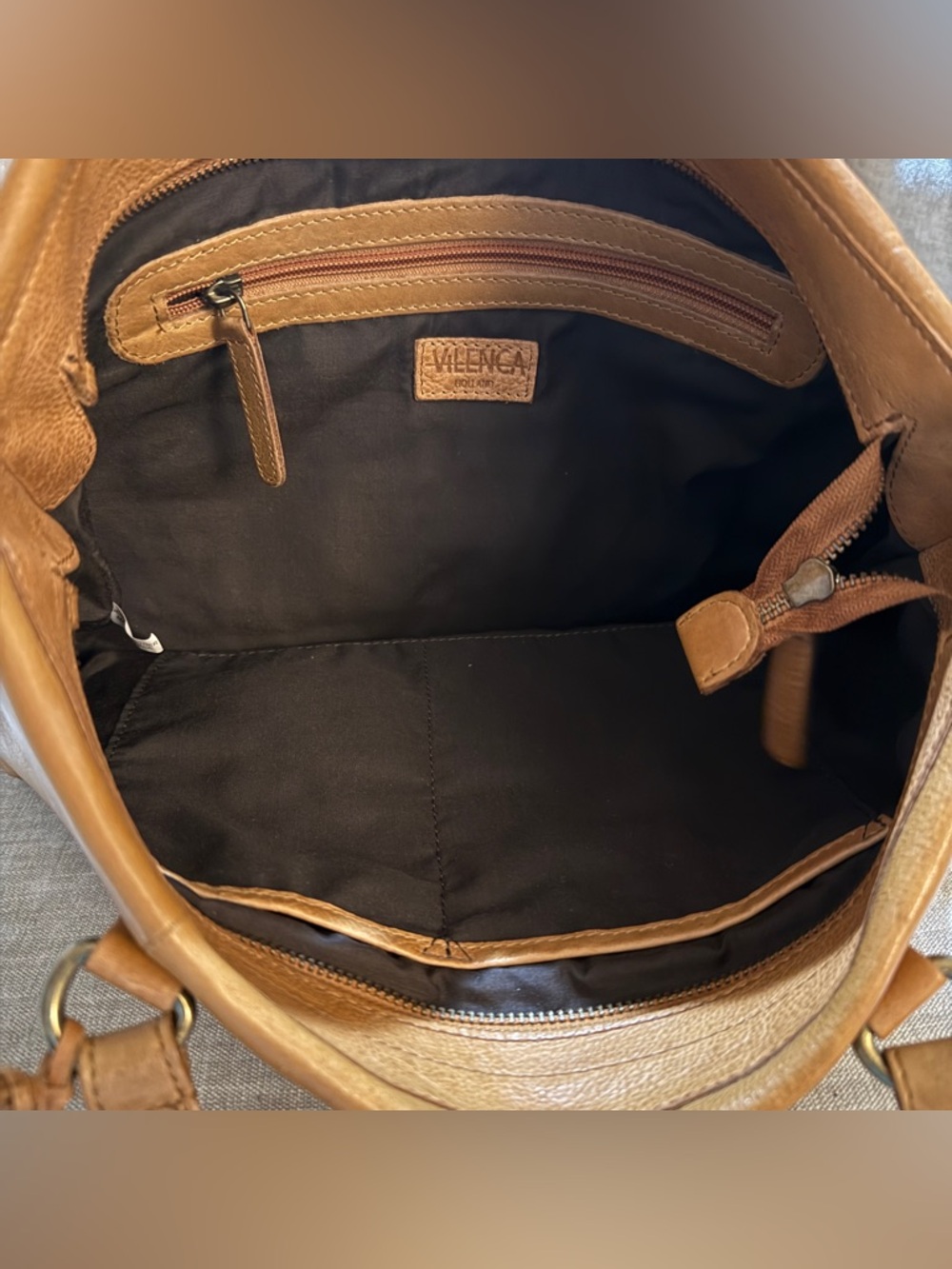 Vilenca Holland Tan Leather Tote Bag NWOT Handcrafted - Picture 7 of 13